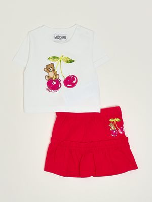 1. Ensemble pour nouveau-né en coton Blanc-Rouge
