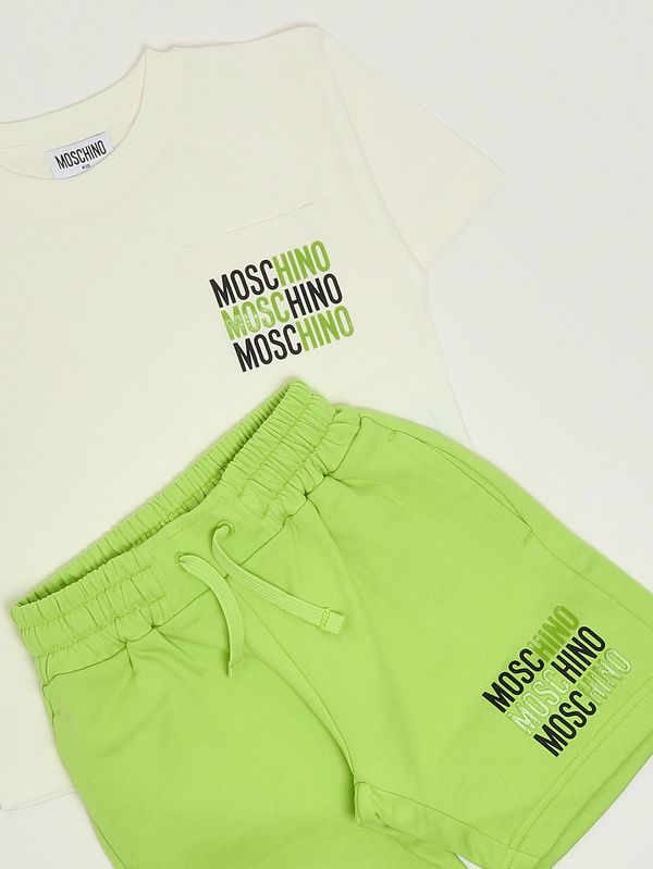 2. Kinder-Set aus Baumwolle Weiß-Grün Moschino hmg00rlca32