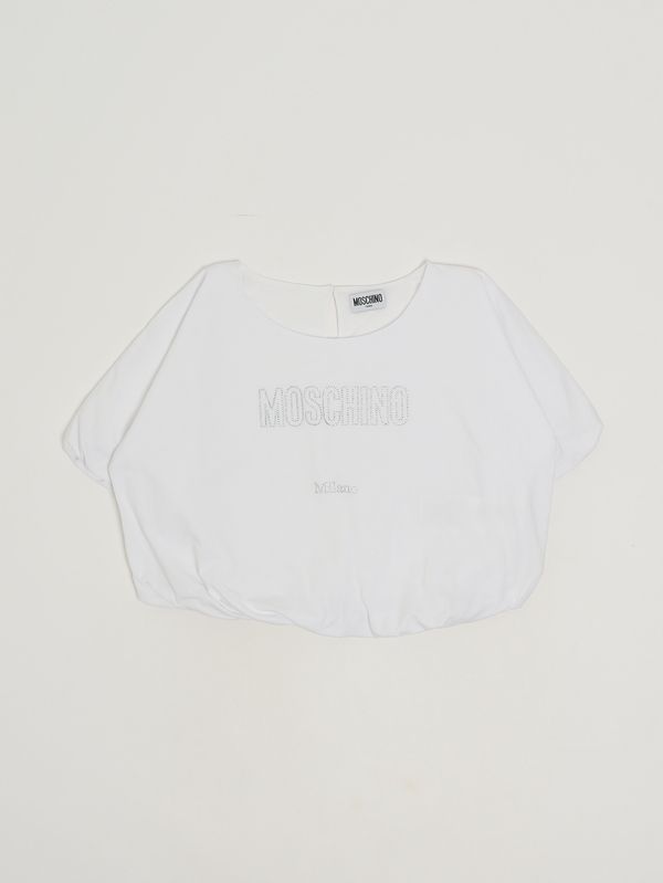 1. T-shirt bambina in cotone stretch Bianco Moschino ham04blba10