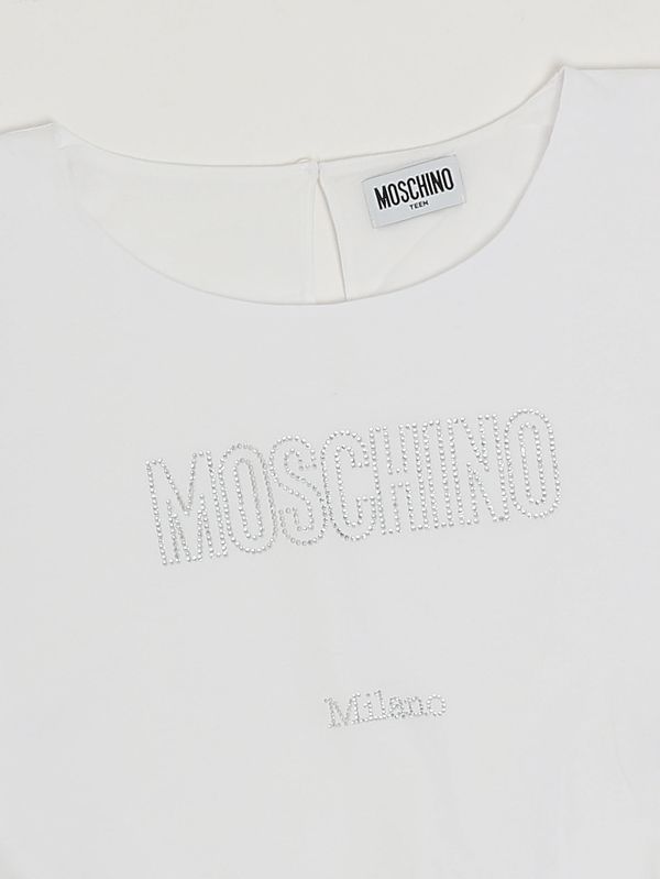 3. T-shirt bambina in cotone stretch Bianco Moschino ham04blba10