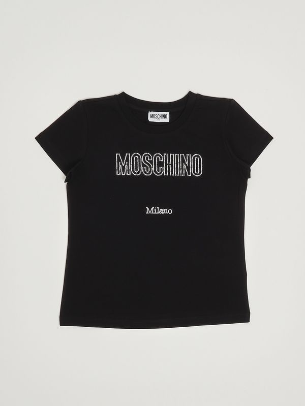 1. Mädchen-T-Shirt aus Stretch-Baumwolle Schwarz Moschino hhm06klba10