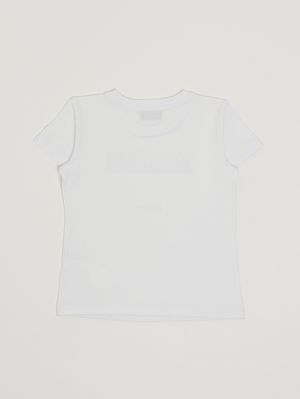 2. Mädchen-T-Shirt aus Stretch-Baumwolle Weiß
