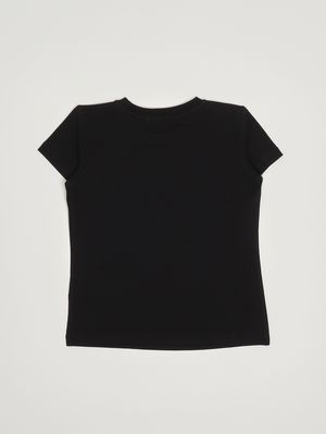 2. Mädchen-T-Shirt aus Stretch-Baumwolle Schwarz