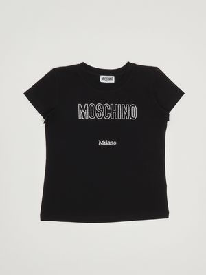 1. Mädchen-T-Shirt aus Stretch-Baumwolle Schwarz