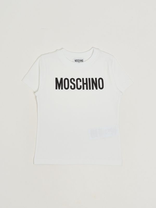 Camiseta para niña de algodón elástico Blanco Moschino