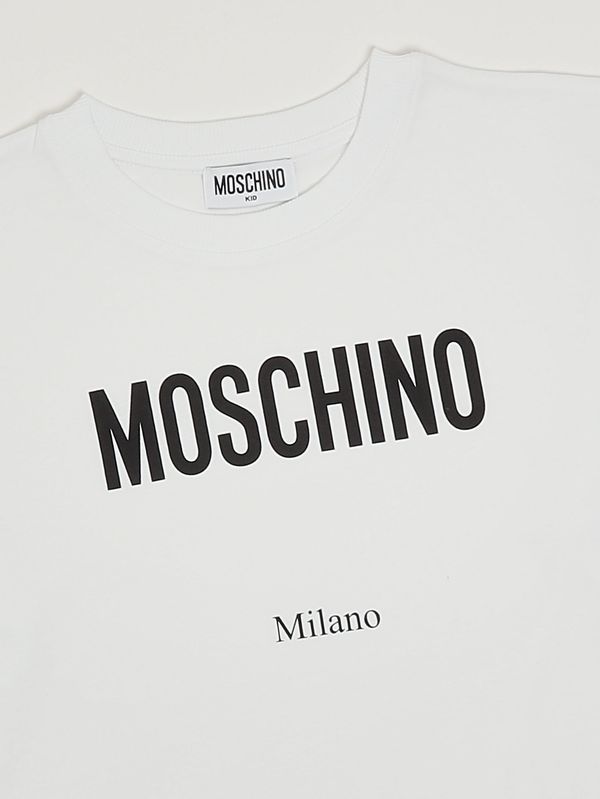 3. Camiseta de niño de algodón elástico Blanco Moschino h6m05glaa23