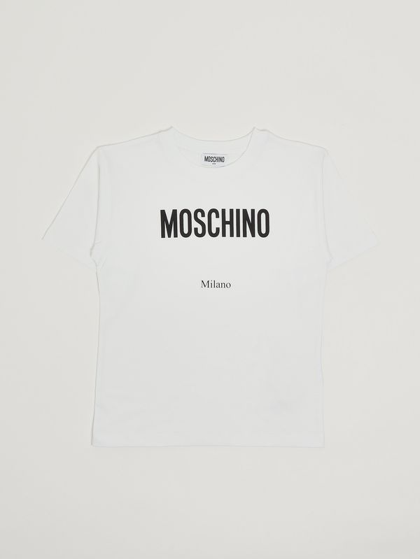 1. Camiseta de niño de algodón elástico Blanco Moschino h6m05glaa23
