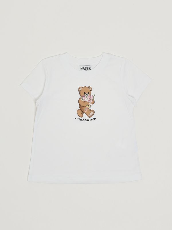 1. T-shirt fille en coton Blanc Moschino hgm06klaa02