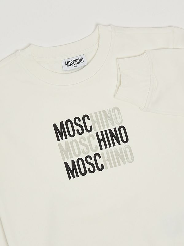 3. Sweat garçon en coton stretch Blanc Moschino hrf078lca32