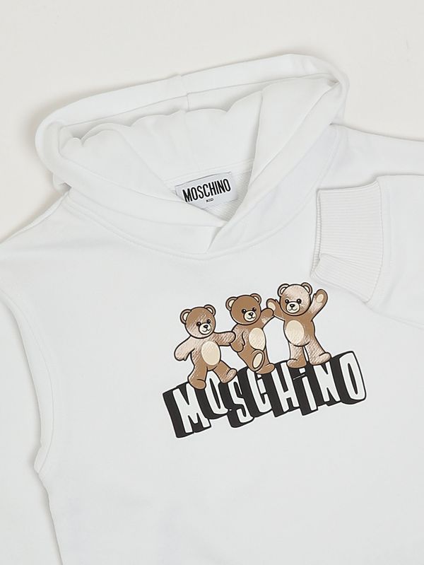 3. Sweat-shirt garçon en coton stretch Blanc Moschino hqf07klca89