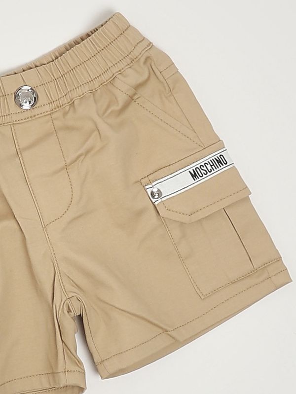 3. Bermuda pour nouveau-né en coton stretch Beige Moschino muq01qlya02