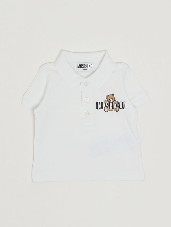 1. Polo para recién nacido de algodón elástico Blanco Moschino mum04jlfa09