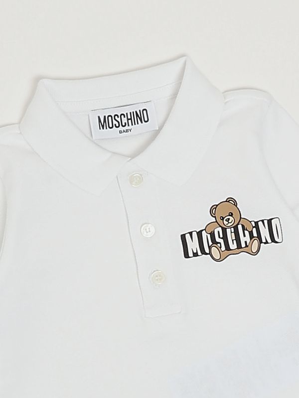 3. Polo para recién nacido de algodón elástico Blanco Moschino mum04jlfa09