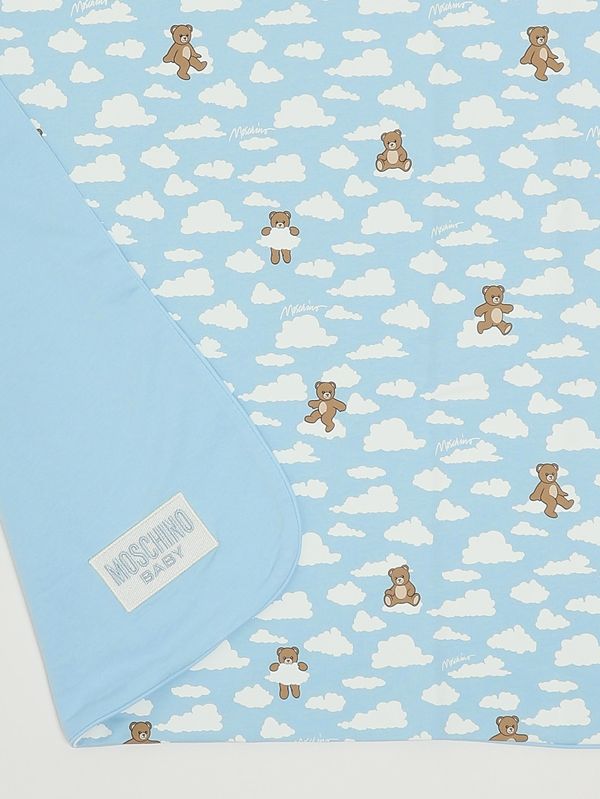 2. Babydecke aus Baumwolle Hellblau Moschino mrb00flca19