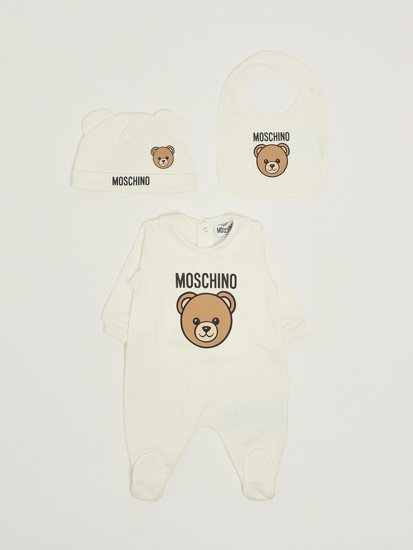 1. Set neonato in cotone Bianco Moschino muy097lca19