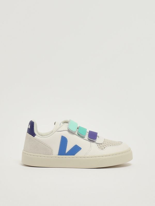 1. Kinder-Sneaker V-10 aus chromfreiem Leder Weiß-Hellblau Veja cv0521503c