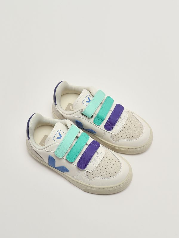 2. Kinder-Sneaker V-10 aus chromfreiem Leder Weiß-Hellblau Veja cv0521503c