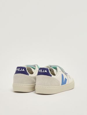 3. Kinder-Sneaker V-10 aus chromfreiem Leder Weiß-Hellblau