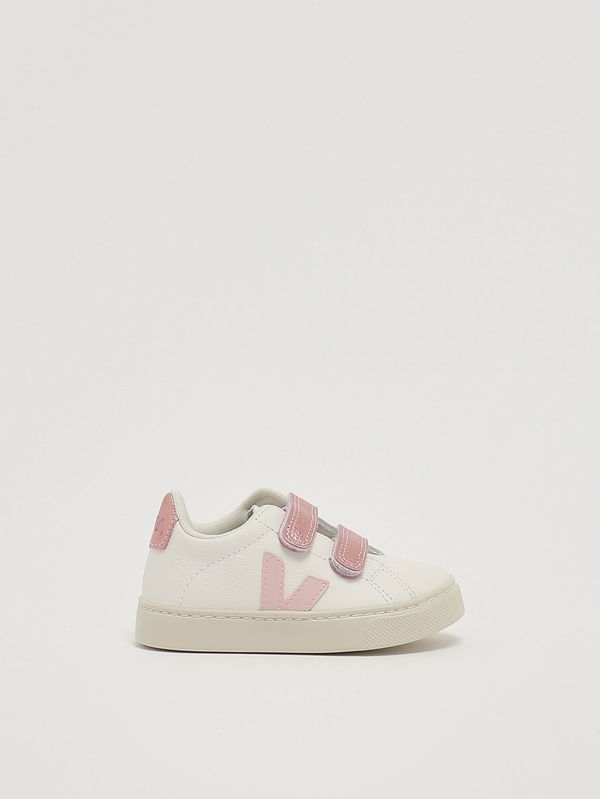Mädchen-Sneaker Esplar aus chromfreiem Leder Weiß-Rosa Veja