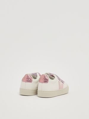 3. Girls' Esplar sneakers in chromefree leather White-Pink