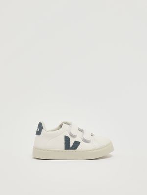 1. Jungen-Sneaker Esplar aus chromfreiem Leder Weiß-Avio