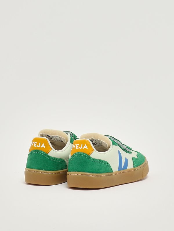 3. Sneakers bambino V-90 in pelle chromefree Bianco-Verde-Azzurro Veja sx2021514c