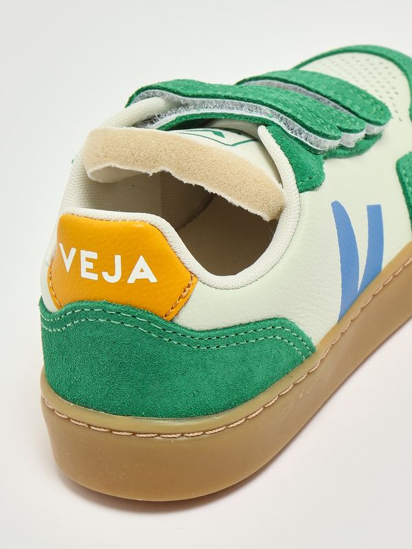 5. Sneakers bambino V-90 in pelle chromefree Bianco-Verde-Azzurro Veja sx2021514c
