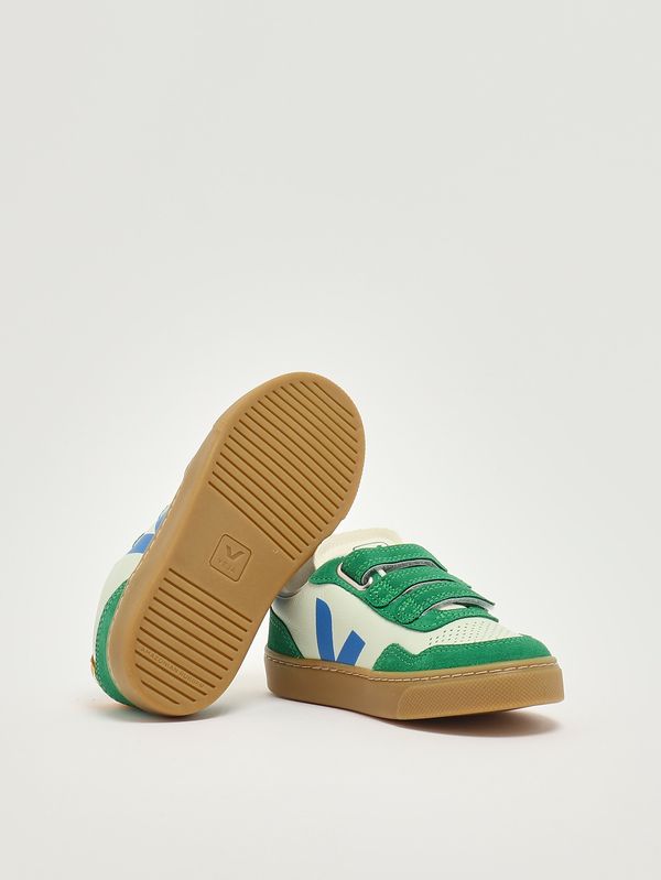 4. Sneakers bambino V-90 in pelle chromefree Bianco-Verde-Azzurro Veja sx2021514c