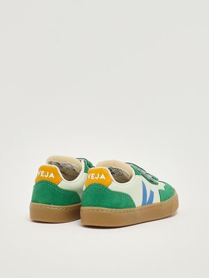 3. Sneakers bambino V-90 in pelle chromefree Bianco-Verde-Azzurro