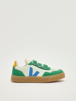 1. Sneakers bambino V-90 in pelle chromefree Bianco-Verde-Azzurro