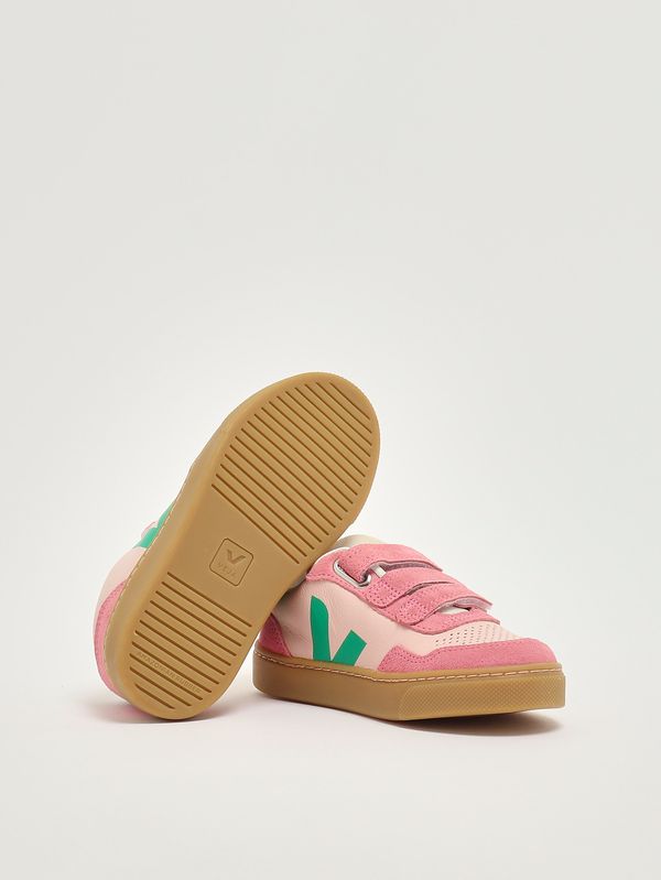 4. Baskets fille V-90 en cuir sans chrome Rose-Vert Veja sx2021515c