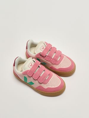 2. Baskets fille V-90 en cuir sans chrome Rose-Vert