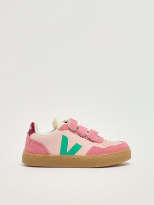 1. Baskets fille V-90 en cuir sans chrome Rose-Vert