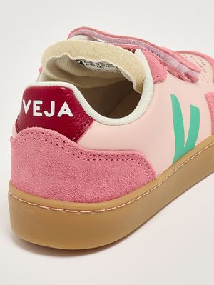 5. Baskets fille V-90 en cuir sans chrome Rose-Vert