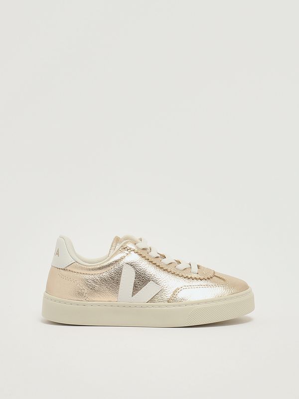 1. Sneakers bambina Volley in pelle chromefree Platino-Bianco Veja sy2021516c