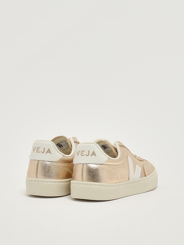 3. Sneakers bambina Volley in pelle chromefree Platino-Bianco Veja sy2021516c