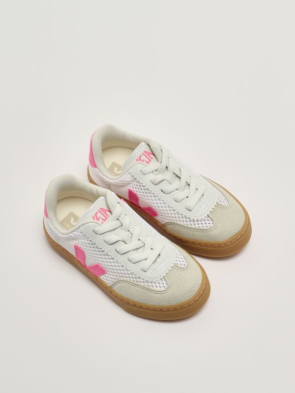 2. Mädchen-Sneaker Volley Aircell aus Mesh Weiß-Rosa Veja sy2221523c