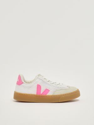 1. Mädchen-Sneaker Volley Aircell aus Mesh Weiß-Rosa