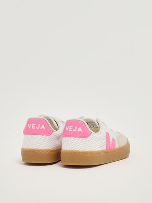 3. Mädchen-Sneaker Volley Aircell aus Mesh Weiß-Rosa