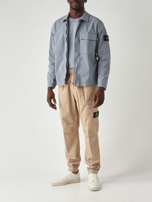 2. Overshirt uomo in twill di cotone biologico stretch Avio Chiaro Stone Island l1s151200013s0a10