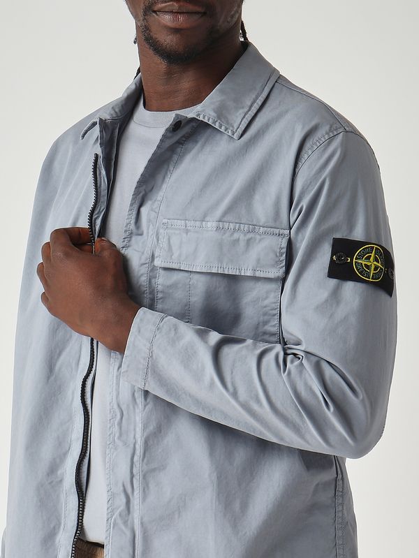 5. Overshirt uomo in twill di cotone biologico stretch Avio Chiaro Stone Island l1s151200013s0a10