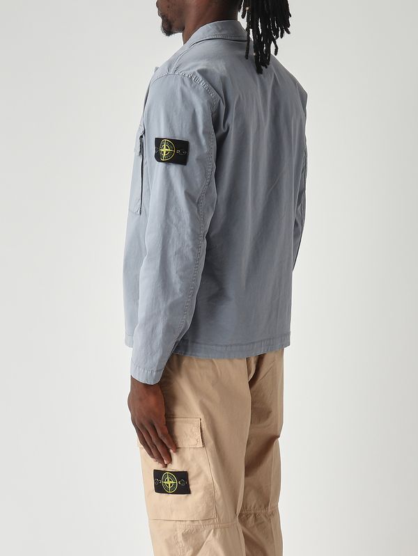 4. Overshirt uomo in twill di cotone biologico stretch Avio Chiaro Stone Island l1s151200013s0a10