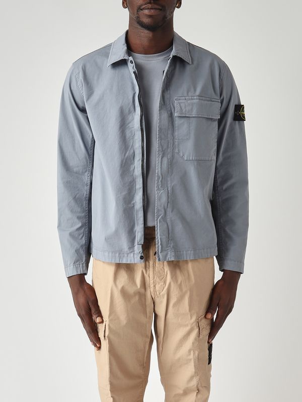 1. Overshirt uomo in twill di cotone biologico stretch Avio Chiaro Stone Island l1s151200013s0a10