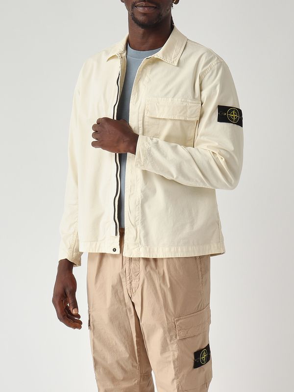 5. Overshirt uomo in twill di cotone biologico stretch Avorio Stone Island l1s151200013s0a10