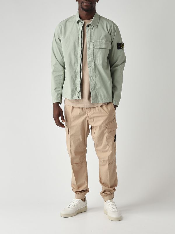 2. Overshirt uomo in twill di cotone biologico stretch Salvia Stone Island l1s151200013s0a10
