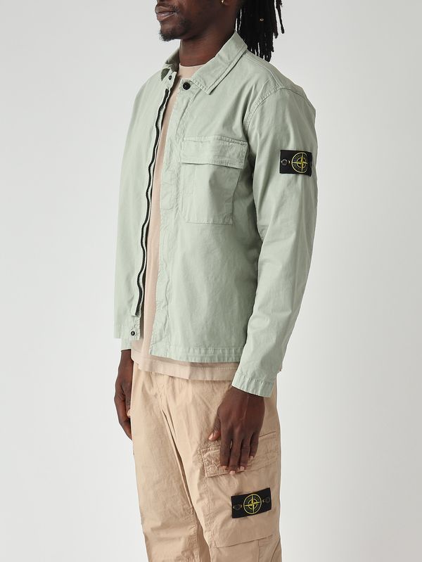 3. Overshirt uomo in twill di cotone biologico stretch Salvia Stone Island l1s151200013s0a10