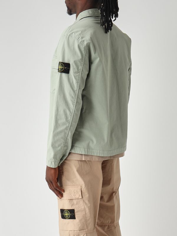 4. Overshirt uomo in twill di cotone biologico stretch Salvia Stone Island l1s151200013s0a10