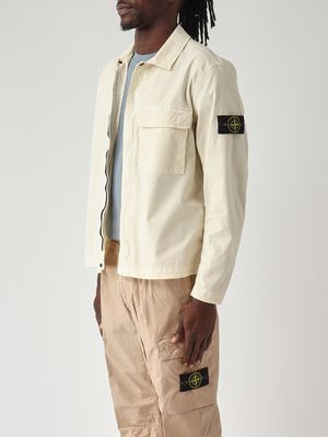 3. Overshirt uomo in twill di cotone biologico stretch Avorio