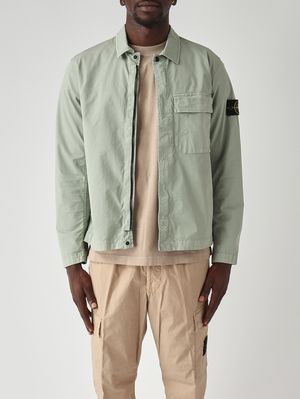 1. Overshirt uomo in twill di cotone biologico stretch Salvia