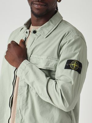 5. Overshirt uomo in twill di cotone biologico stretch Salvia